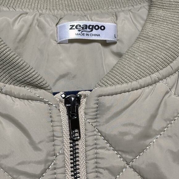 Zeagoo Women's sz‎ L Quilted Bomber Jacket Casual Coat Zip Up Outerwear - Picture 3 of 6